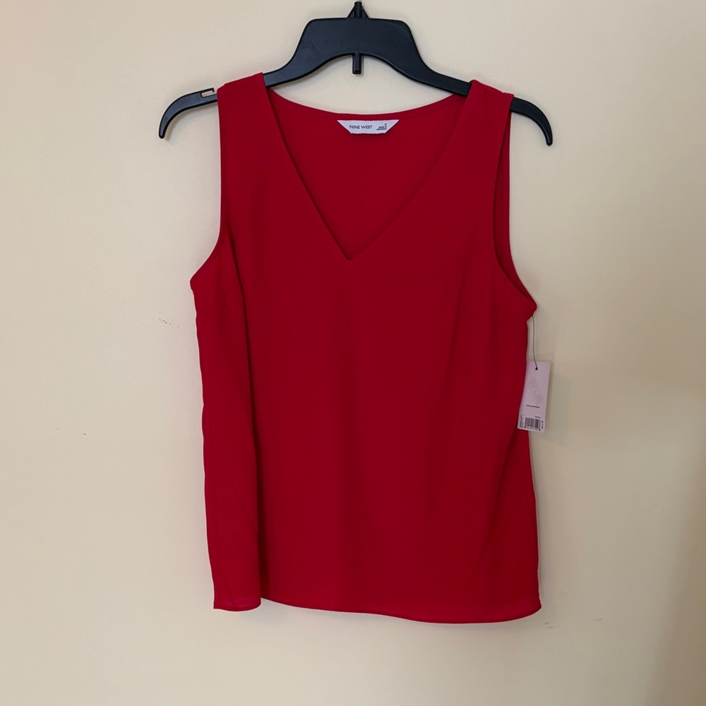 Nine West Bold Red V-Neck Tank Top